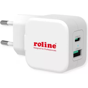 ROTRONIC-SECOMP Roline - Zasilacz - 20 W - 3 A - PD, QC 3.0 - 2 porty wyjściowe (USB, USB-C)