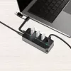 Koncentrator USB 3.2 Gen1, 4xUSB-A z przełącznikami