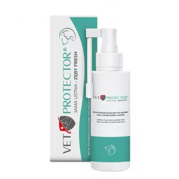 Płyn do pielęgnacji jamy ustnej JM Sante Vet Protector Fresh 100 ml dla psów i kotów, zapobieganie kamieniowi nazębnemu