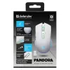 Bezprzewodowa mysz gamingowa DEFENDER Pandora biały — symetryczna, 3200 DPI, 6 przycisków, programowalna, optyczna, USB