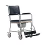 Toaletowy wózek inwalidzki MDH PLW006VC — składane krzesło toaletowe ze stali, 4 koła, maks. 110 kg, siedzisko 43×43 cm, szerokość 530 mm, waga 11,2 kg