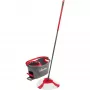 Mop VILEDA EasyWring & Clean Turbo, czerwone wiaderko z technopolimeru, zdejmowana nadająca się do prania głowicą z mikrofibry, do twardych podłóg