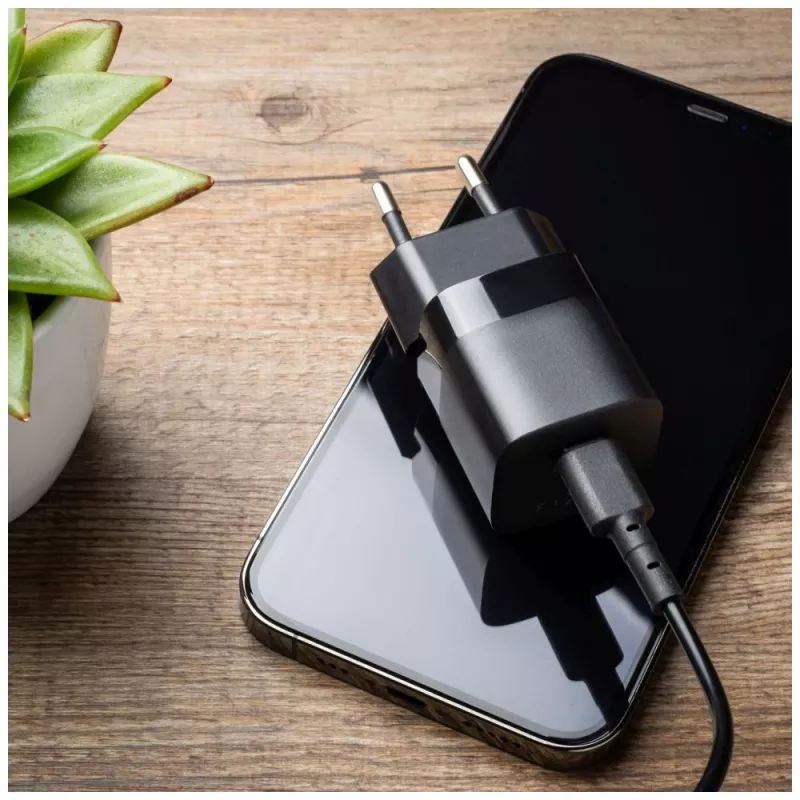 Podróżna ładowarka USB-C FIXED FIXC25M-C-BK, stały kabel, 25W, kompaktowa