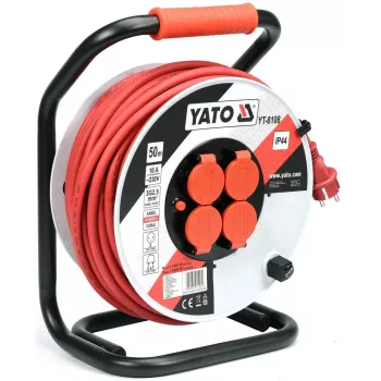 Przedłużacz zasilający Yato YT-8108 50 m 4 gniazda AC Wewnątrz/Na zewnątrz Czarny Czerwony Biały