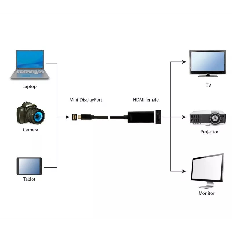 Gembird A-MDPM-HDMIF-02 adapter kabla wideo Mini DisplayPort HDMI Typ A (Standard) Czarny