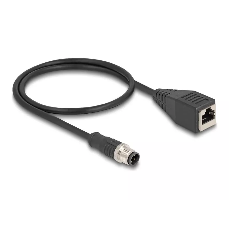 Kabel przejściowy DeLOCK M12 D-kodowany 4-pinowy męski na RJ45 żeński 50 cm