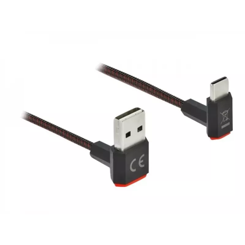 Kabel USB DeLOCK EASY-USB 2.0 Typ-A męski na Typ-C męski kątowy 0,2 m czarny