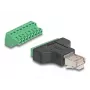 Adapter DeLOCK RJ45 męski > Listwa zaciskowa 8 pin 2-częściowa 3,81 mm