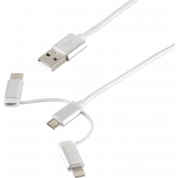 Kabel USB ShiverPeaks BS14-50067 1m USB A USB C/Micro-USB B/Lightning biały