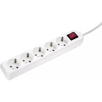 Listwa zasilająca AS Schwabe 35011 — kabel 1,4 m, 5 gniazd AC, do wnętrz IP20, 230 V, biały