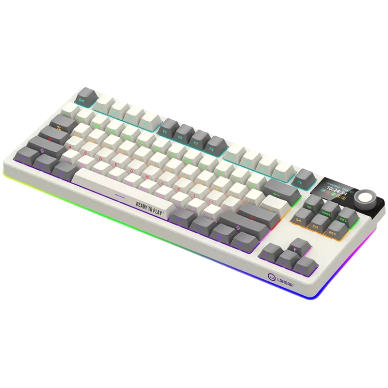 LORGAR KBP70TKLW, Bezprzewodowa mechaniczna klawiatura gamingowa TKL Pro, Beżowa, układ EN