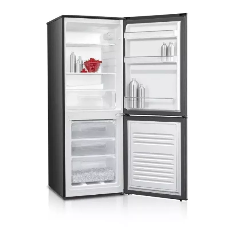 Lodówko-zamrażarka MPM MPM-215-KB-39/E — 215 L, dolny zamrażalnik, ciemny inox, drzwi odwracalne, oświetlenie LED