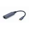 Karta sieciowa Gembird A-USB3C-LAN-01 Type-C USB 3.2 Gen 1, Gigabit RJ-45, kabel 0,15 m, metalowa obudowa, szary/czarny