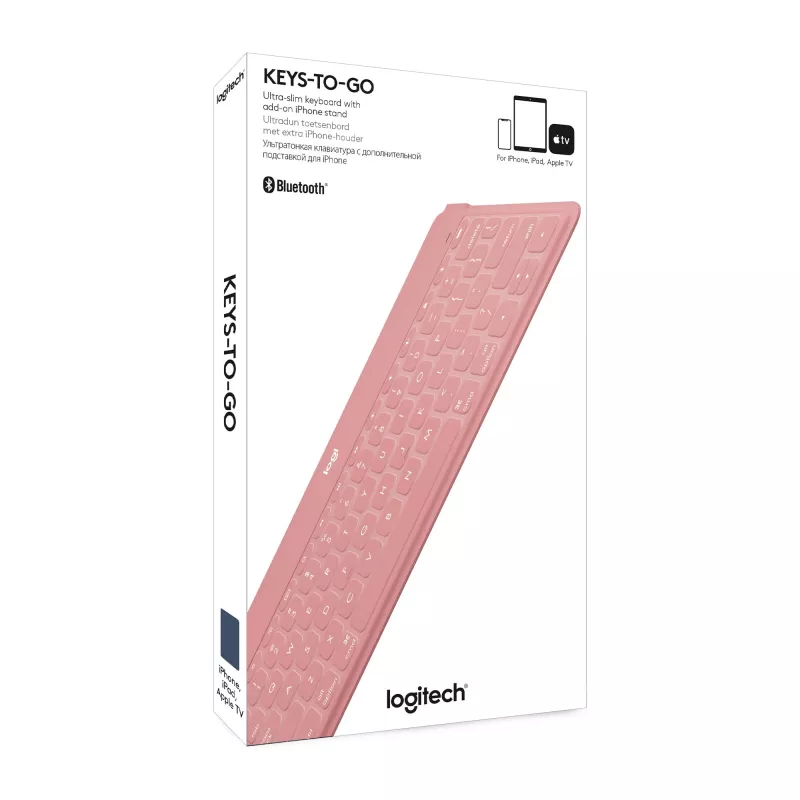 Logitech Keys-To-Go - Klawiatura - Bluetooth - QWERTY - Hiszpańska - Blush Pink - do Apple iPad/iPhone/TV