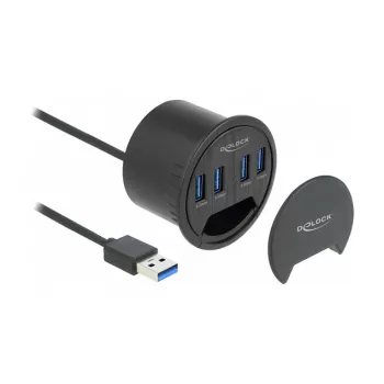 Koncentrator USB DeLOCK 64153 Type-A 5000 Mbit/s Czarny
