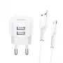 Ładowarka przewodowa usams XTXLOGT18MC05 2x USB 2.1A microUSB Biała AC/DC
