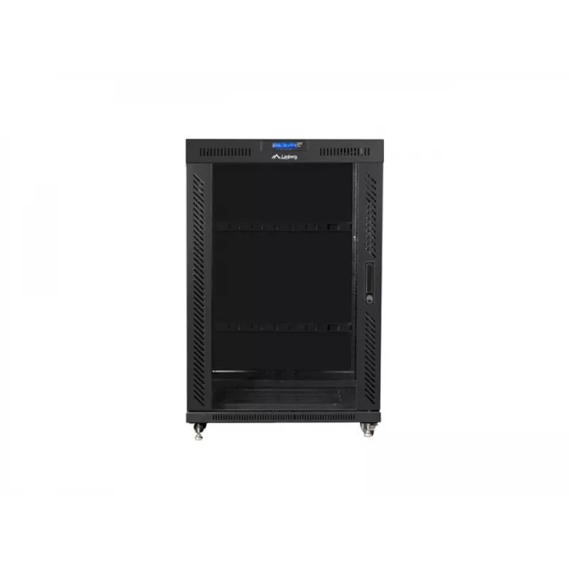 Wolnostojąca szafa 19 cali 22U 800x1000 z drzwiami szklanymi LCD (Flat Pack) V2 czarna