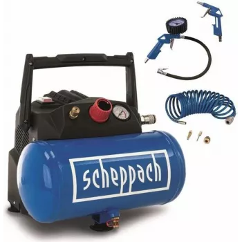 Air compressor Scheppach HC06 6L with accessories — Scheppach HC06, 6 L tank