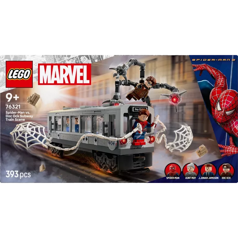 Klocki konstrukcyjne LEGO Marvel Super Heroes 76321 Spider-Man Doc Ock Subway Showdown, 393 elementy, 4 minifigurki, wiek 9+