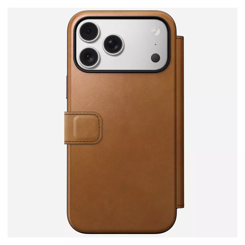 Futerał komórkowy z klapką Nomad Modern Leather Folio do iPhone 17 Pro Max — Tan, pasuje do ekranu 17,5 cm (6,9 cala), 4 kieszenie na karty