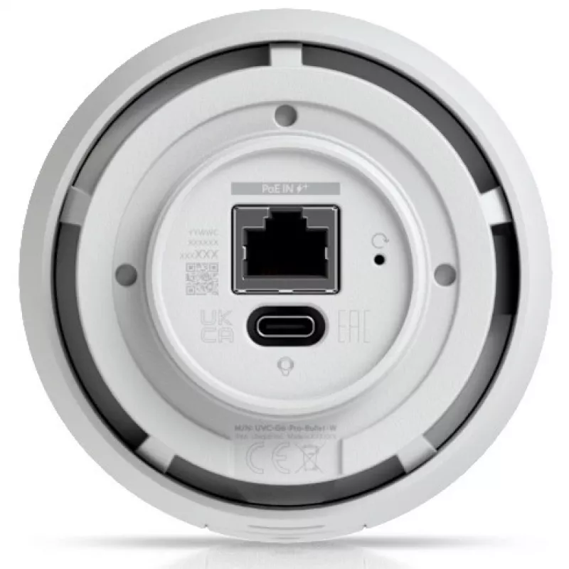 Kamera IP UBIQUITI G6 Pro Bullet — 4K (3840×2160), przewodowa, wewnątrz/na zewnątrz, CMOS 1/1.2 cala, 5.9–13.8 mm, zoom optyczny 2.36x, montaż sufitowy/ścienny/słupowy