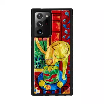 Etui telefoniczne iKins do Samsung Galaxy Note 20 Ultra — wzór kot, czerwona ryba
