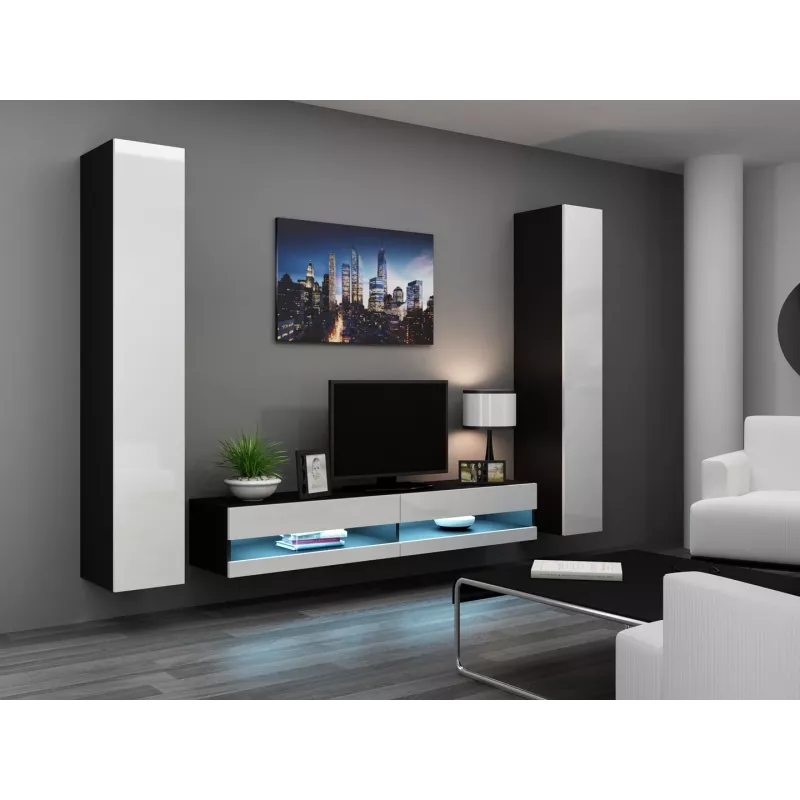 TV stand cama meble VIGO NEW 30/180/40, 1800×400×300 mm, czarny blat, rama z płyty wiórowej
