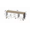 Szafka TV Cama Meble LOTTA 140 cm — rama wotan dąb, czarny blat z płyty wiórowej, 1400×400×530 mm
