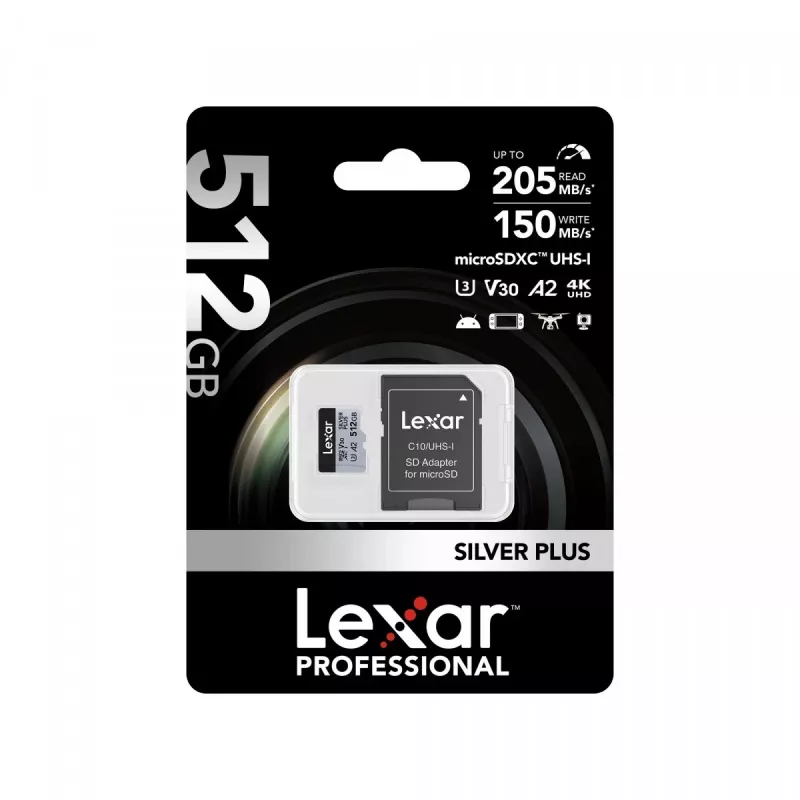 Flash Memory Lexar 512 GB UHS-I microSDXC srebrny PLUS