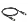 Kabel sieciowy DeLOCK M12 A-kodowany 8 pin męski na męski Cat5e 1 m Czarny