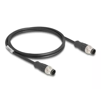 Kabel sieciowy DeLOCK M12 A-kodowany 8 pin męski na męski Cat5e 1 m Czarny