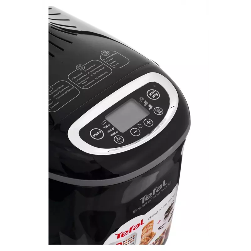 Maszyna do chleba Tefal PF611838 — 1600 W, pojemność 1,5 kg, 19 programów, sterowanie dotykowe, czarna