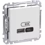 Gniazdko ścienne Schneider Electric WDE002983 z portami USB-A i USB-C, Power Delivery, białe