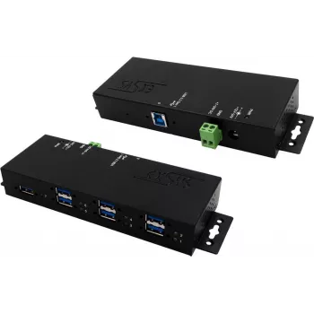 EXSYS EX-1517HMVS 7-portowy zarządzalny metalowy HUB USB 3.2 Gen1 z zabezpieczeniem przeciwprzepięciowym 15KV EDS