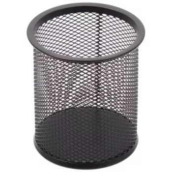 Piórnik Forpus, okrągły, czarny, pusty, perforowany metal 1005-014