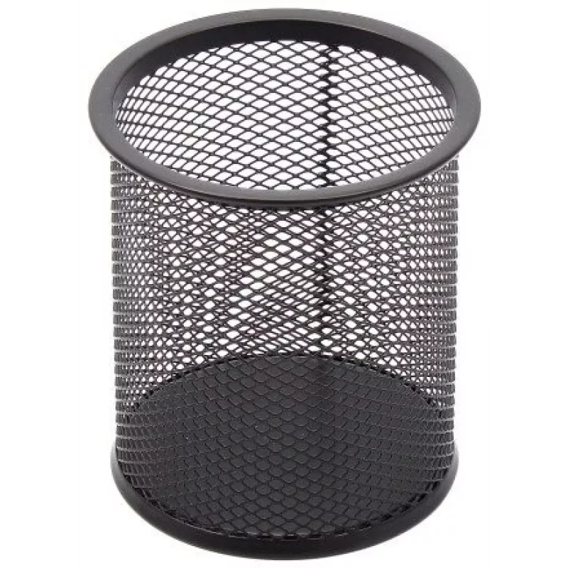Piórnik Forpus, okrągły, czarny, pusty, perforowany metal 1005-014