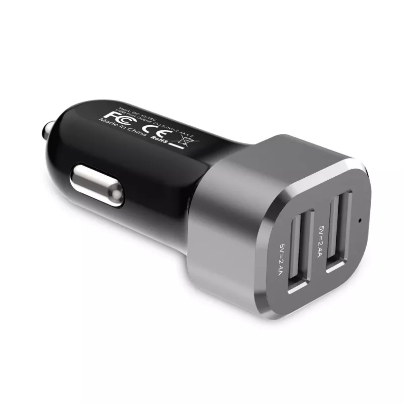 Ładowarka samochodowa 2xUSB 2.4A aluminium