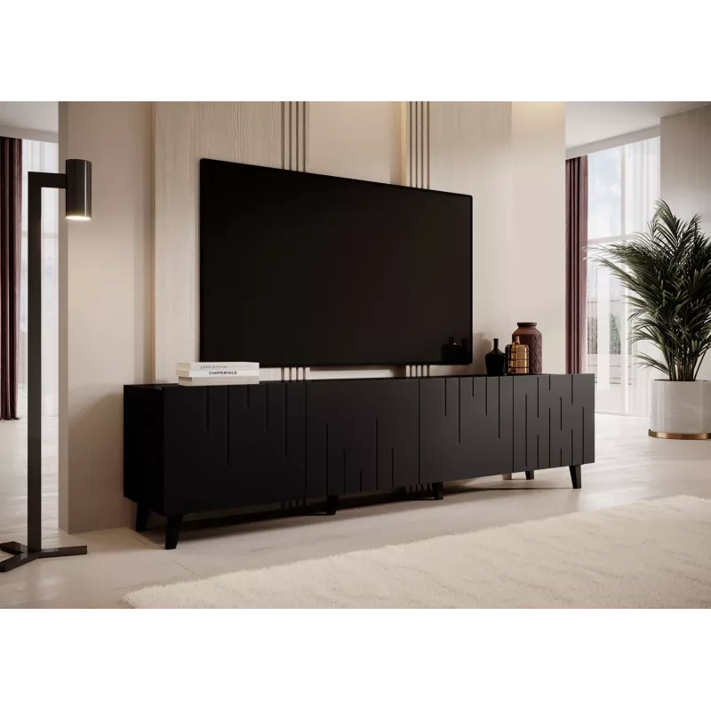 szafka RTV BARI 200x42x52 matowy czarny