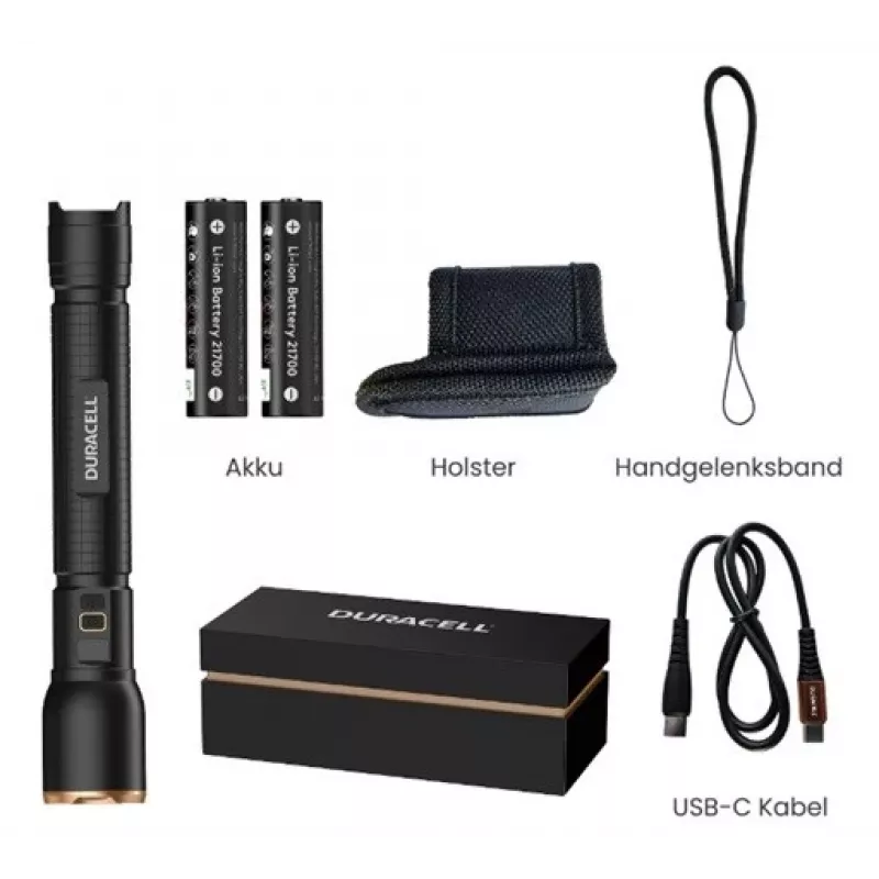Latarka Duracell DF6000R Gift Box — ręczna latarka akumulatorowa, czarna