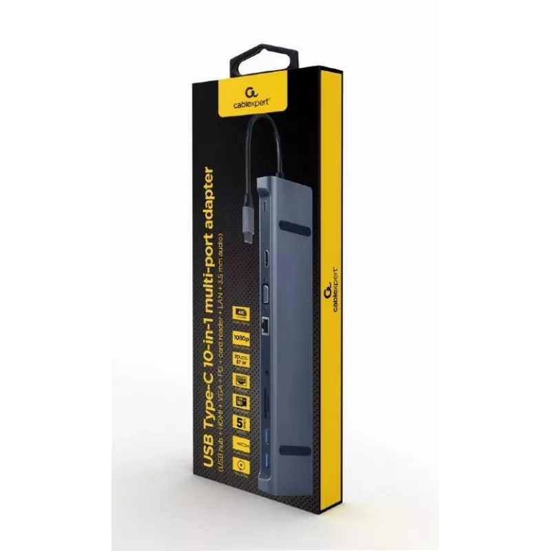 Gembird a-CM-COMBO10-01 Stacja dokująca/replikator portów do notebooka przewodowa USB...