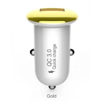 Ładowarka samochodowa Devia Mushroom QC3.0 18W Złota – USB Quick Charge 3.0, moc wyjściowa 18W