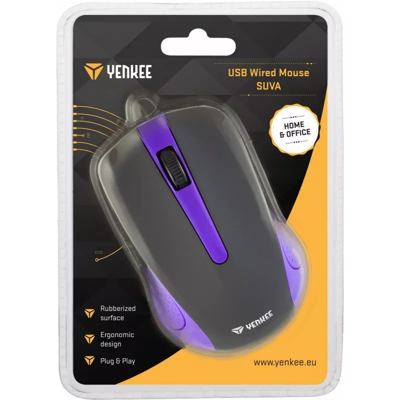 Przewodowa mysz USB, 3 przyciski, gumowana powierzchnia