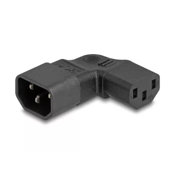 DeLOCK zasilacz sieciowy IEC 60320 C14 na C13, wtyk i gniazdo, 10 A, 90° w lewo/prawo, czarny