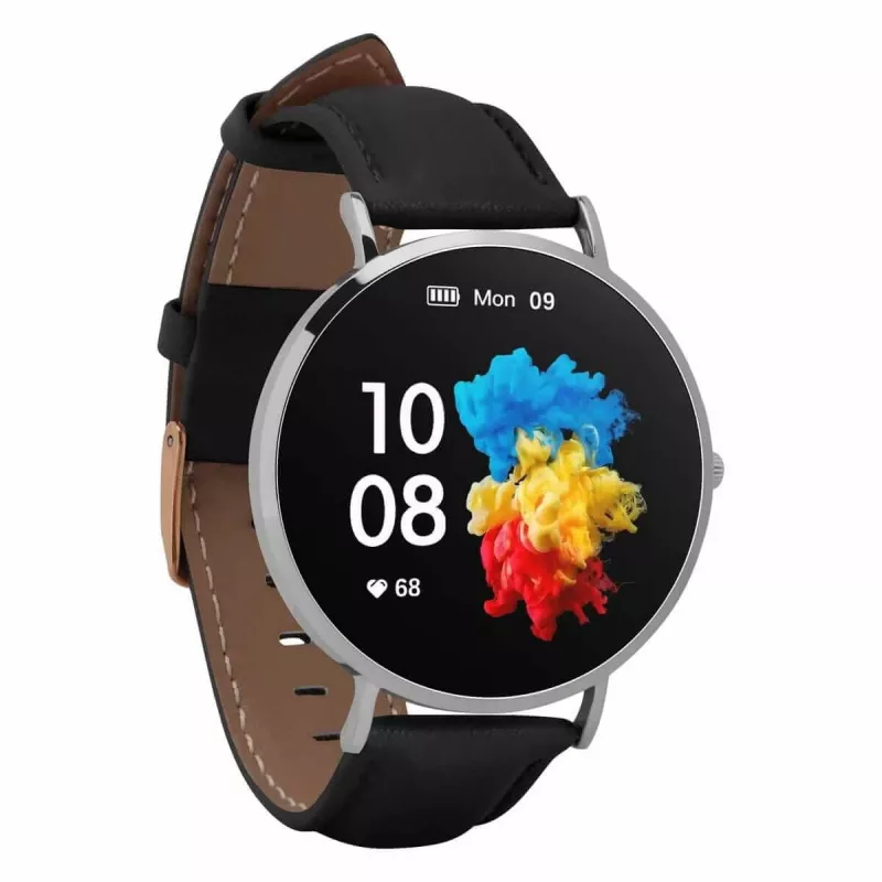 Smartwatch Garett Verona srebrno-czarny skórzany VERONA_SREB_CZARN_SKOR Garett