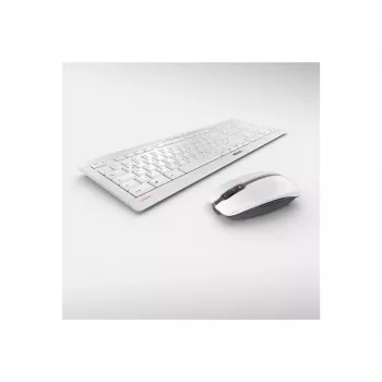 Klawiatura CHERRY Stream Desktop Recharge, mysz w zestawie, uniwersalna, bezprzewodowa RF, QWERTZ, niemiecka, szara