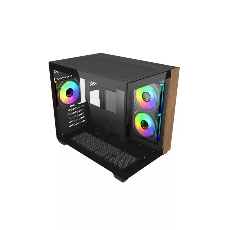 Obudowa PC Cooler Master Elite 481 Wood — dwukomorowa mATX z naturalnym drewnem i podwójnymi panelami ze szkła hartowanego