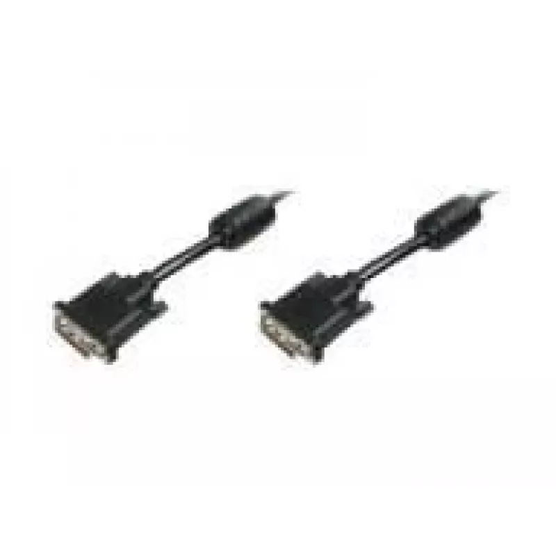 DIGITUS - Kabel DVI - Dual Link - DVI-D (M) - DVI-D (M) - 5,0m - Formowany, Śruby radełkowane - Czarny (AK-320101-050-S)