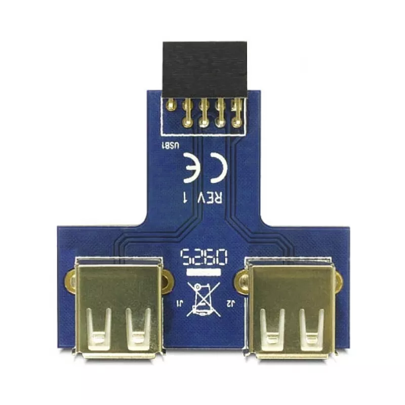 DeLOCK 9-pin 2.54 mm 2 x USB 2.0 1 x 9-pin 2.54 mm Czarny Niebieski Srebrny