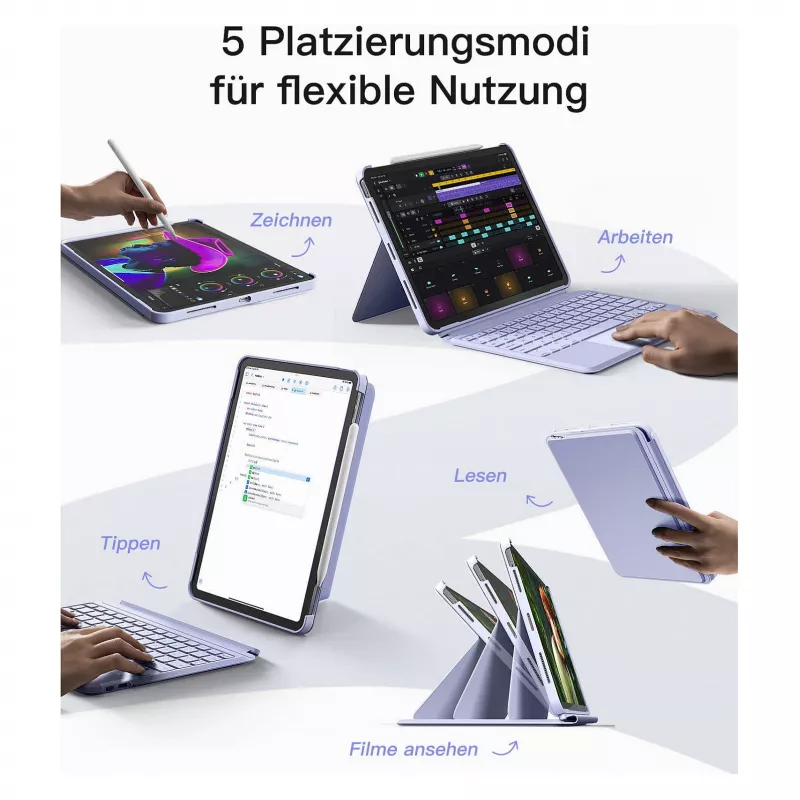 inateck Klawiatura iPad 11 iPad Air 4/5Gen.Com. QWERTZ fioletowa