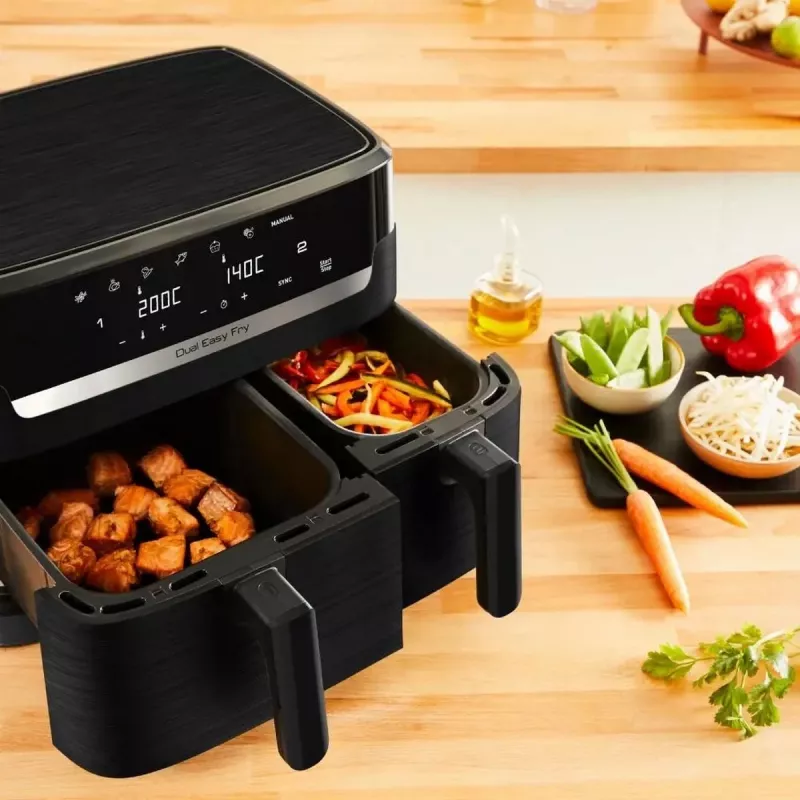 Tefal Easy Fry EY901N Double 8.3 L Wolnostojąca frytkownica na gorące powietrze 2700 W Czarna